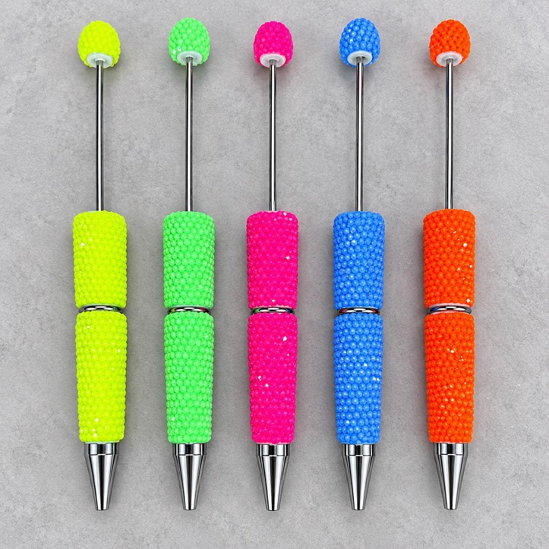 Neon Glow-in-the-Dark Rhinestone Clay Beadable Pen Blanks
