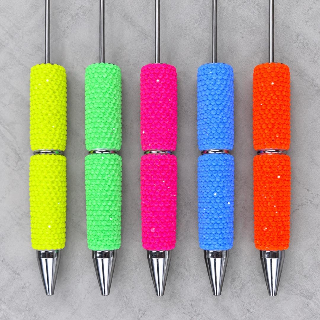 Neon Glow-in-the-Dark Rhinestone Clay Beadable Pen Blanks