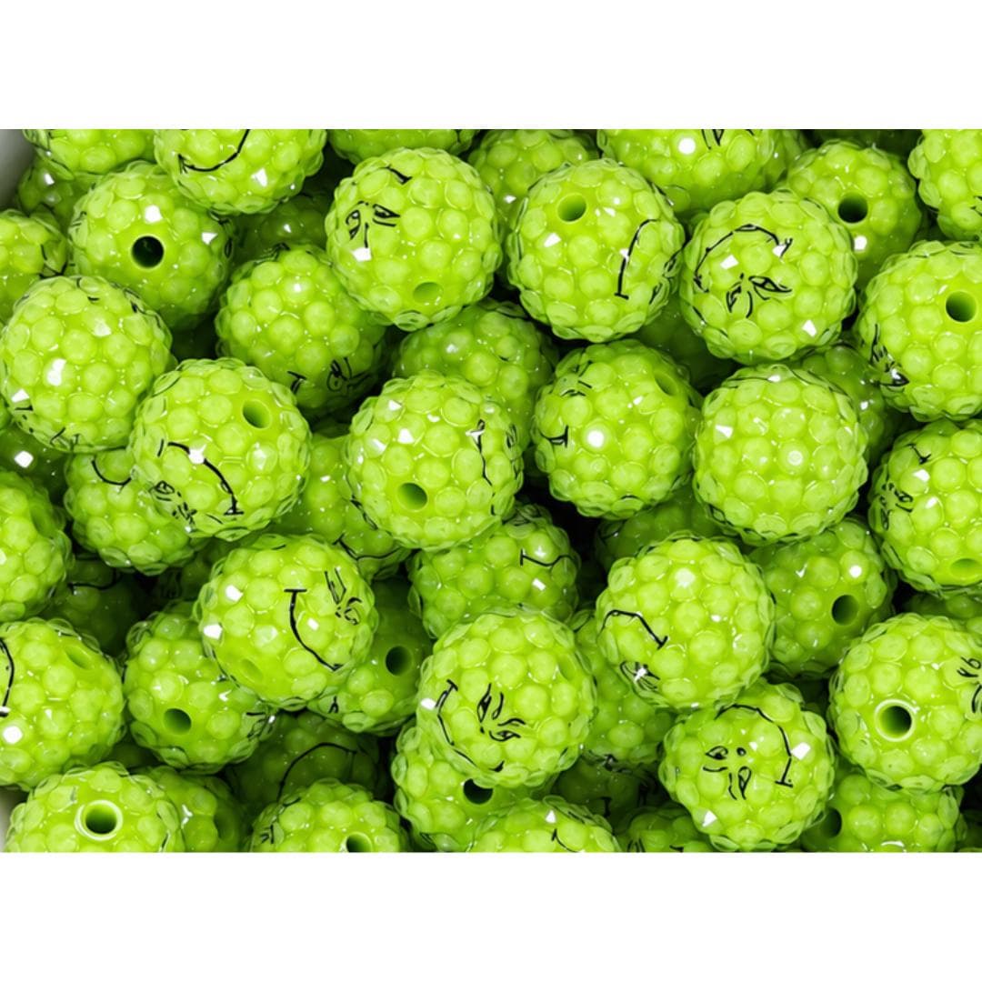 16mm Mean Green Guy Christmas Beads
