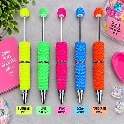 Neon Glow-in-the-Dark Rhinestone Clay Beadable Pen Blanks