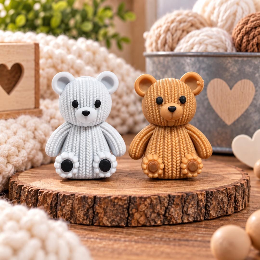 3D Knitted Teddy Bear Focal Bead