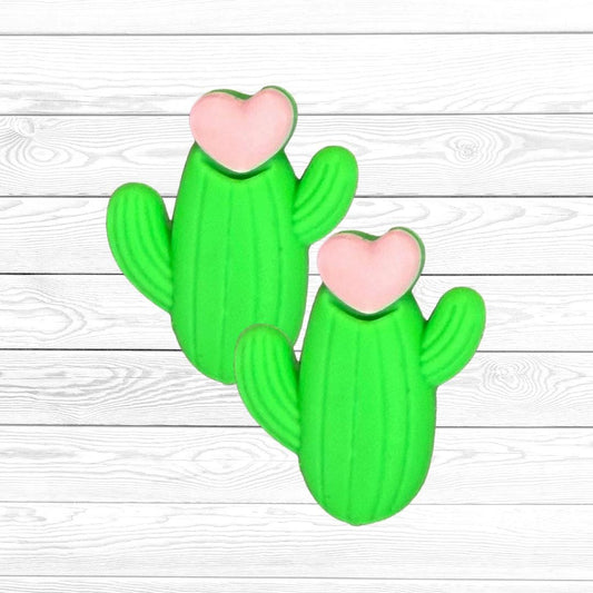 3D Heart Cactus Focal Bead