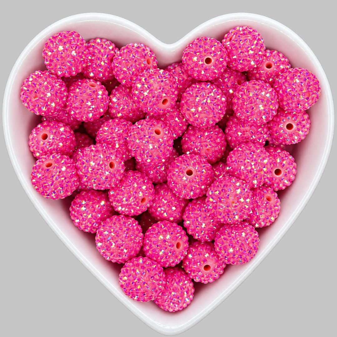 20mm Pink Rhinestone Acrylic Bead, Rhinestone Beads, Beading Supplies, Wholesale Beads